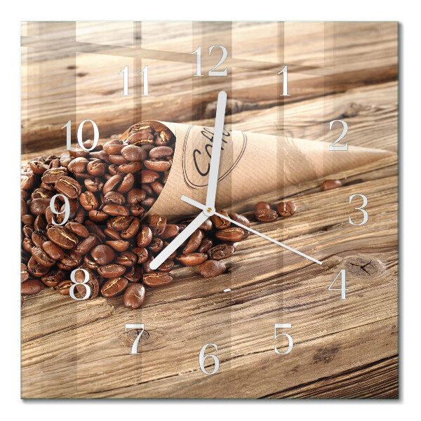 Horloge murale carrée Café en grains