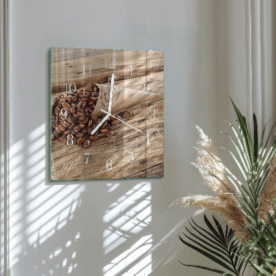 Horloge murale carrée Café en grains