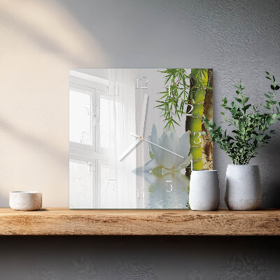 Horloge carrée en verre Bambou
