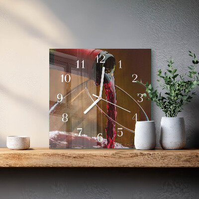 Horloge carrée en verre Vin