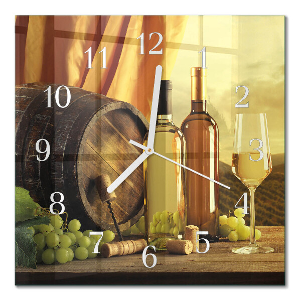 Horloge carrée en verre Un tonneau de vin