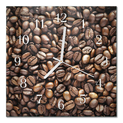 Horloge carrée en verre Café en grains