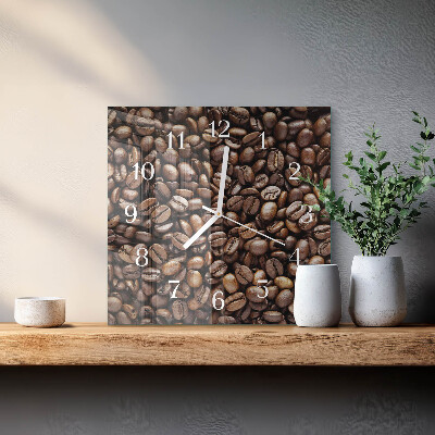 Horloge carrée en verre Café en grains