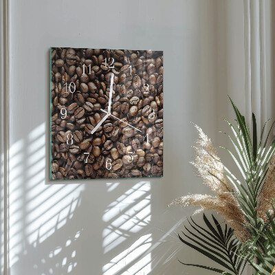 Horloge carrée en verre Café en grains