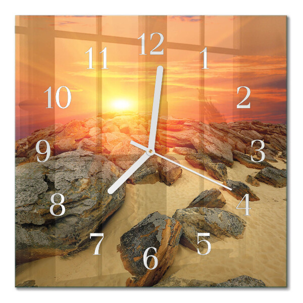 Horloge murale carrée Coucher de soleil