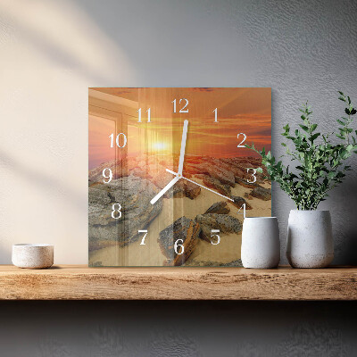 Horloge murale carrée Coucher de soleil