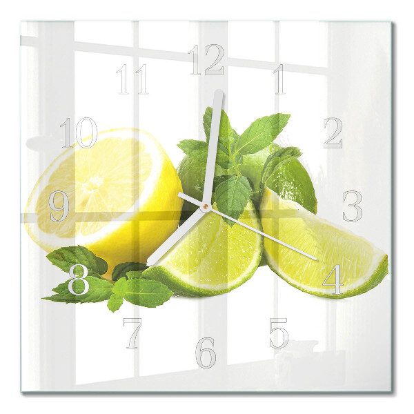 Horloge carrée en verre Menthe citron vert