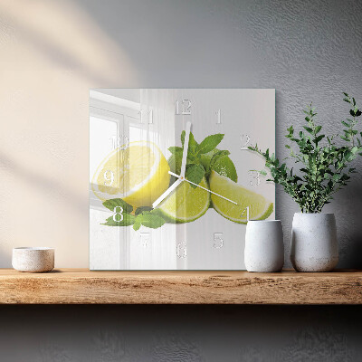 Horloge carrée en verre Menthe citron vert