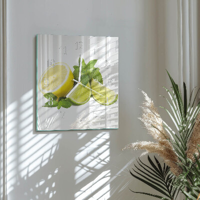 Horloge carrée en verre Menthe citron vert