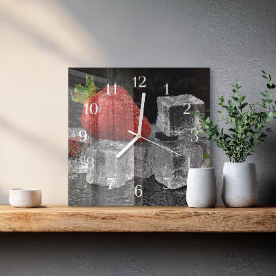 Horloge carrée en verre Glace à la fraise