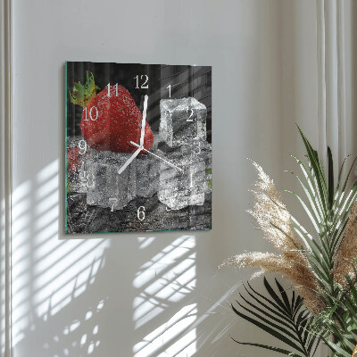Horloge carrée en verre Glace à la fraise