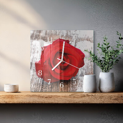 Horloge carrée en verre Rose