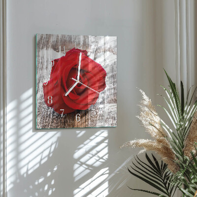 Horloge carrée en verre Rose