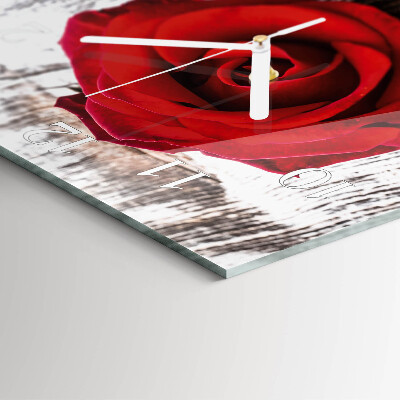 Horloge carrée en verre Rose