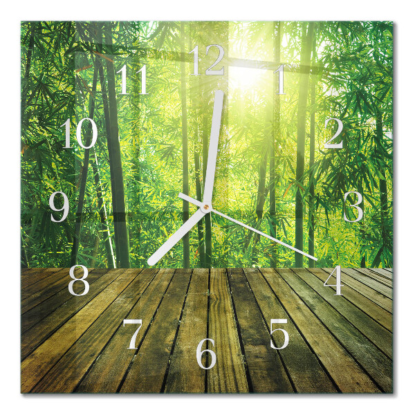 Horloge carrée en verre Bambou