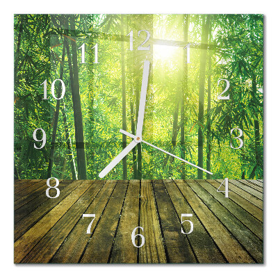 Horloge carrée en verre Bambou