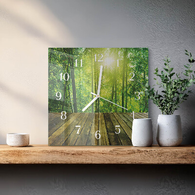 Horloge carrée en verre Bambou