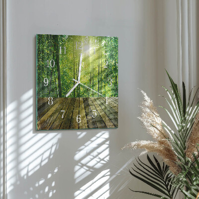 Horloge carrée en verre Bambou
