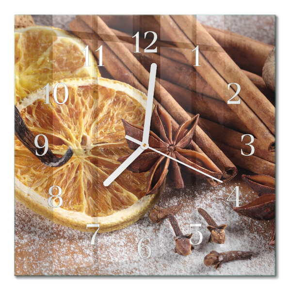 Horloge carrée en verre Cannelle anis