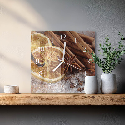 Horloge carrée en verre Cannelle anis