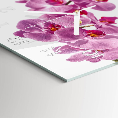 Horloge carrée en verre Orchidée