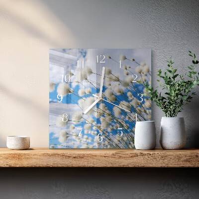 Horloge carrée en verre Coton