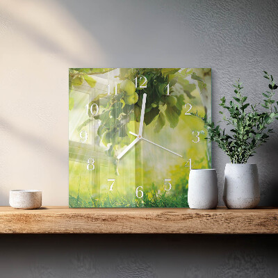 Horloge carrée en verre Pommier
