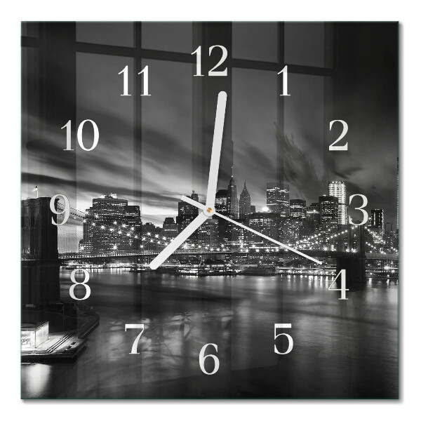 Horloge carrée en verre Ville