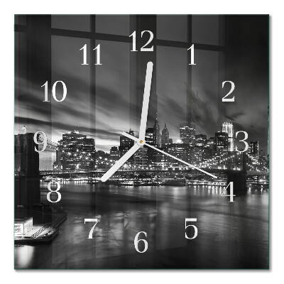Horloge carrée en verre Ville
