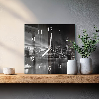 Horloge carrée en verre Ville
