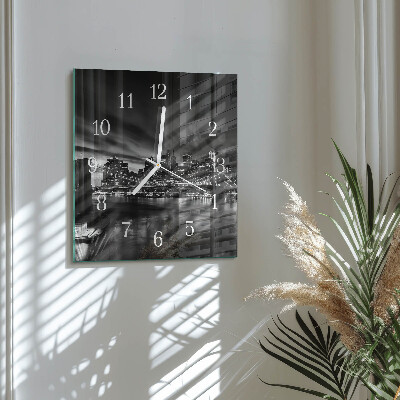 Horloge carrée en verre Ville