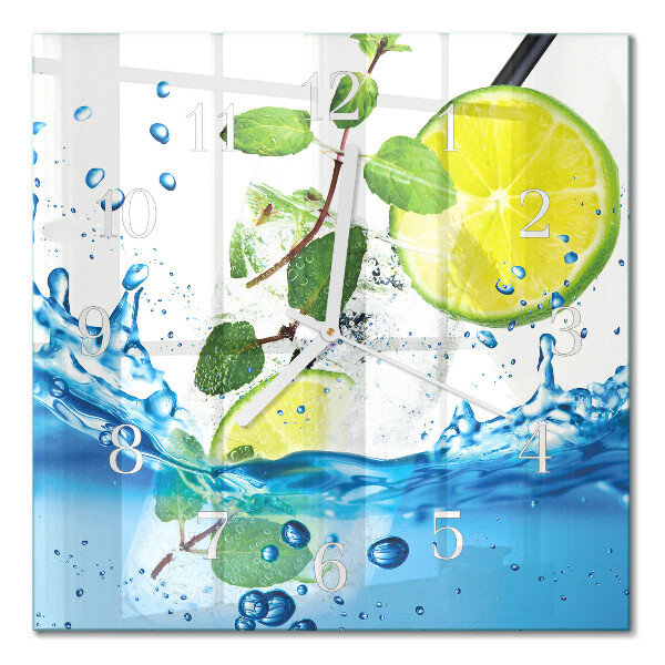 Horloge murale carrée Citron vert et menthe