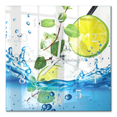 Horloge murale carrée Citron vert et menthe