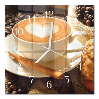 Horloge carrée en verre Cœur de café