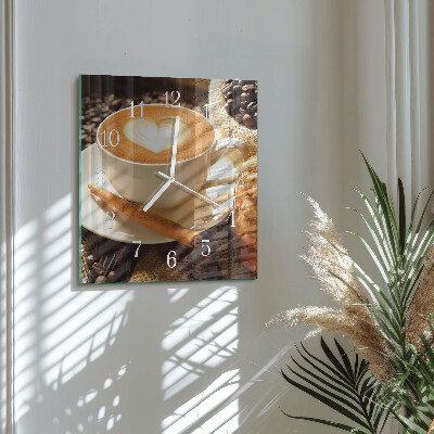 Horloge carrée en verre Cœur de café