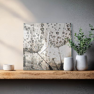 Horloge carrée en verre Gouttes de rosée