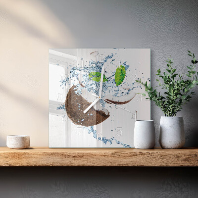 Horloge murale carrée Noix de coco
