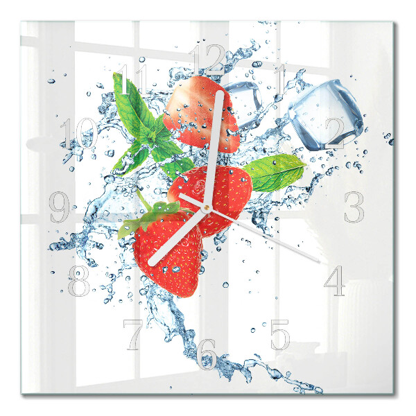 Horloge carrée en verre Fraises
