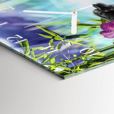 Horloge carrée en verre Spa orchidée