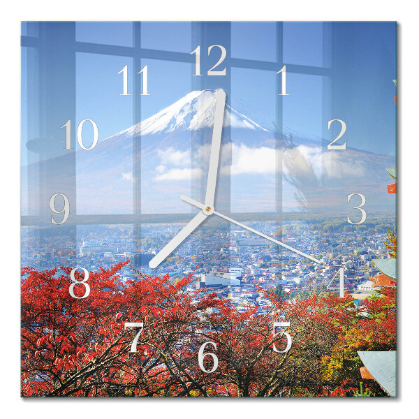 Horloge carrée en verre Montagne