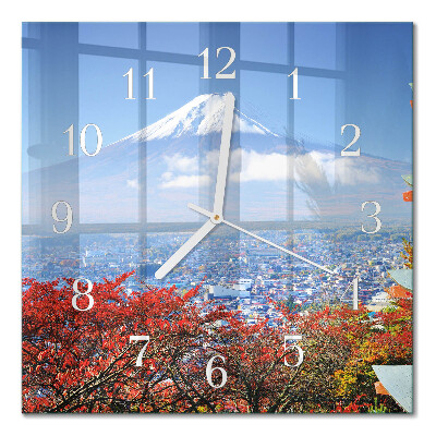 Horloge carrée en verre Montagne
