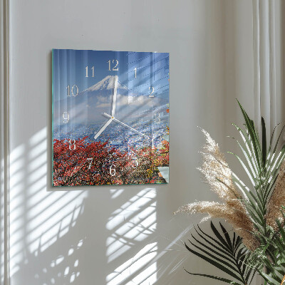 Horloge carrée en verre Montagne