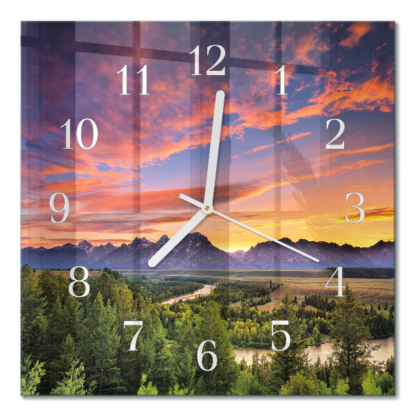 Horloge carrée en verre Paysage