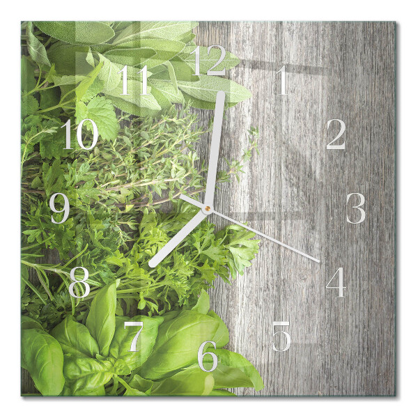 Horloge carrée en verre Herbes