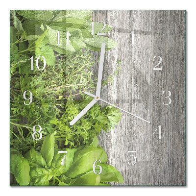 Horloge carrée en verre Herbes
