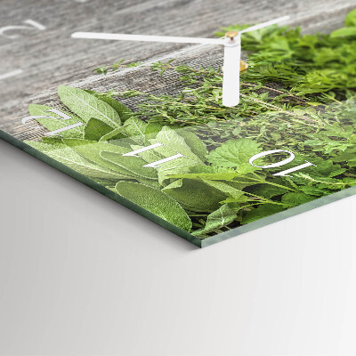 Horloge carrée en verre Herbes