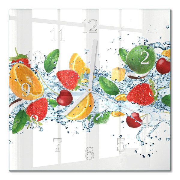 Horloge carrée en verre Fruit
