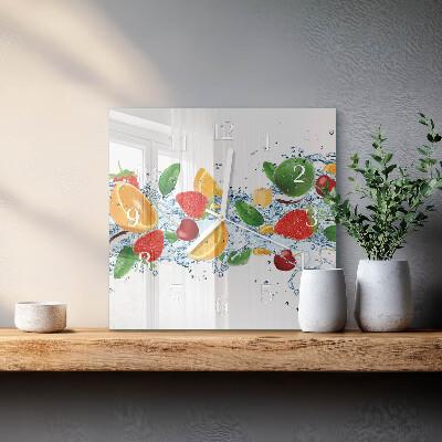 Horloge carrée en verre Fruit