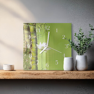 Horloge carrée en verre Bambou