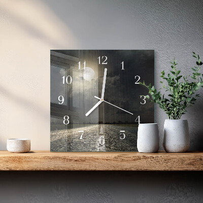 Horloge carrée en verre Chemin de la lune